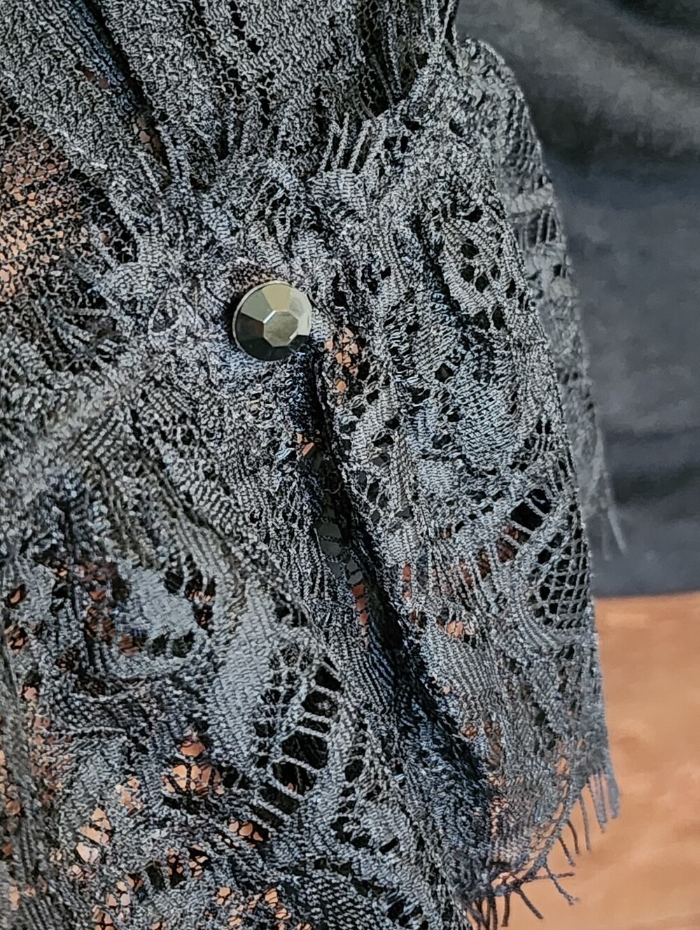 VINTAGE ARCHIVE Rugby Ralph Lauren Black Lace Ruched Blouse-RARE Y2K-Medium - Picture 6 of 12